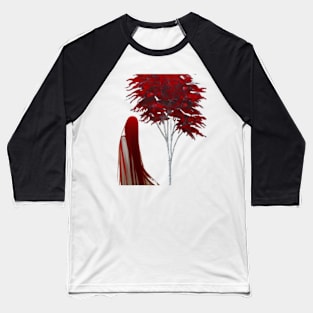 A Girl Amongst the Red Leaf Trees Baseball T-Shirt